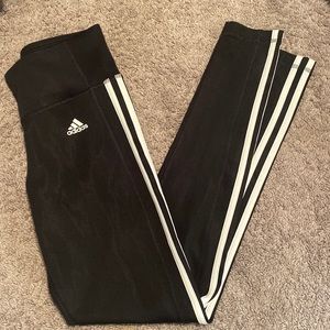 Adidas leggings black with white stripes